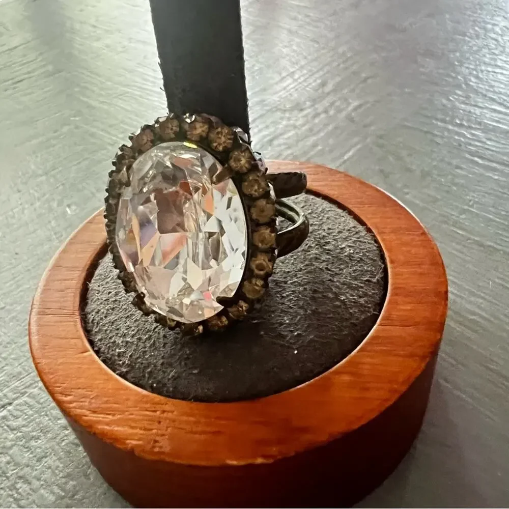 Sorrelli Crystal Brass Tone Ring Size 7 Adjustable